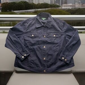 Lauren Jeans Co, Ralph Lauren Denim Brass Buttons Jacket Women's 2X Blue